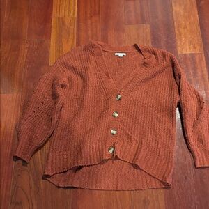 American Eagle Outfitters Rust Button-Up Cardigan